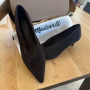 Madewell Dark Brown Suede Heels The Emilie Glove Pump